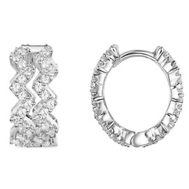 Reffeer 925 Sterling Silver Cubic Zirconia Wave Hoop Earrings for Women Teens Huggie Studs Earrings