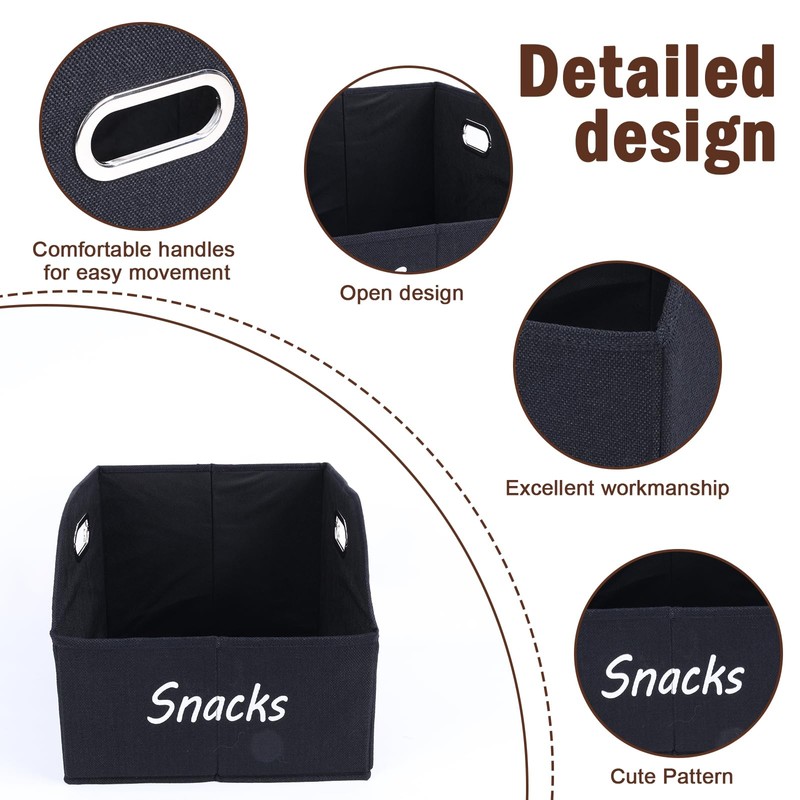 Snack Organizer for Countertop, Large Fabric Snack Basket with Side