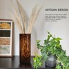 11.8 Inch Amber Brown Glass Vase,Hand Blown Leopard-Print Cylinder Centerpiece
