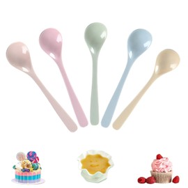 Plastic Egg Spoons, Pack of 5 Plastic Egg Spoons, Reusable Plastic Spoon, Small, Soup Spoon, Shatterproof, Colourful, Suitable for the Kitchen, for Jam, Yogurt, Coffee