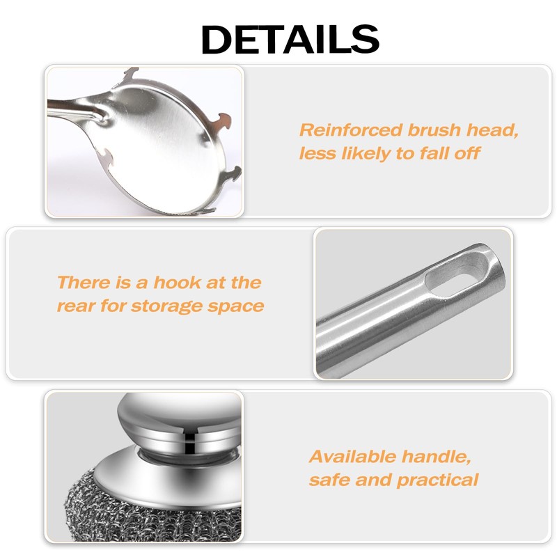 Heavy Duty Stainless Steel Scrubber Set - Long & Short