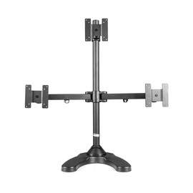 MonMount Triple Monitor Stand Freestanding Triangle Orientation Holds Up to 27-Inch Screens, Black (LCD-3501T-B)