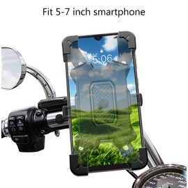 Reelau Motorcycle Phone Holder, Bike Phone Mount Holder 360° Rotating Smartphone Quick Release Bicycle Phone Holder, Anti Theft Phone Mount Holder for Motorcycle/Bicycle/E-Bike (for Handlebar)