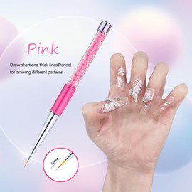 Nail Art Liner Brushes 6Pcs Painting Art Design Pen Set Diamond Application Rhinestone Handle Dotting Drawing Sizes 7 9 11 14 19mm Female Nail Art Design Gift for Home Salon DIY Nail