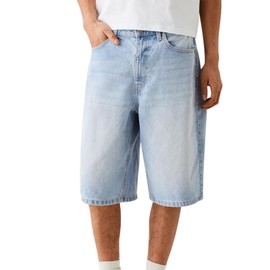 Kodaruber Men Baggy Denim Jorts Vintage Loose Fit Carpenter Hip Hop Jean Shorts Casual Short Jeans Streetwear(Sky Blue,Medium)