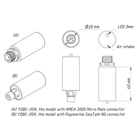Yacht Devices Boat Barometer YDBC-05 for NMEA 2000 DeviceNet (or RayMarine SeaTalk NG) Networks (NMEA 2000 (DeviceNet) Micro Male Connector)