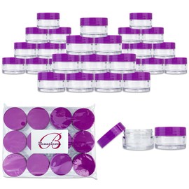 Beauticom 36 Pieces 20G/20ML Round Clear Jars with Purple Lids for Lotion, Creams, Toners, Lip Balms, Cosmetic Makeup Samples - BPA Free