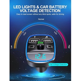 Bluetooth 5.3 FM Transmitter for Car – Wireless Radio Adapter with Dual USB Ports, Hands-Free Calling, LED Display, TF Card & USB Flash Drive Support, Universal Car Charger Audio Kit