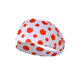 BBTDIN Apple Print Headband Turban Girls Fruits Apple Hair Band Red Apple Pattern Headwear BW88 (White Band, Free Size)