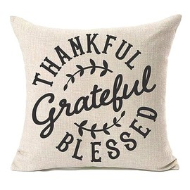 MFGNEH Thanksgiving Decorations Pillow Covers 18x18 Inch,Thankful Grateful Bleseed Farmhouse Thanksgiving Decor Pillows for Sofa