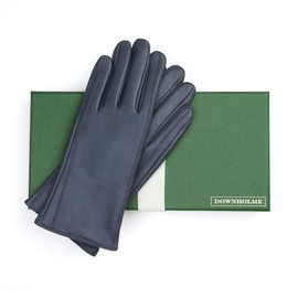 Downholme Touchscreen Leather Cashmere Lined Gloves for Women (Dark Blue, S)