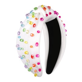 vokone Pickleball Headband Colorful Crystal Embellished Knotted Headband Jeweled Game Day Headbands Sports Fans Accessories Gifts for Women Girls