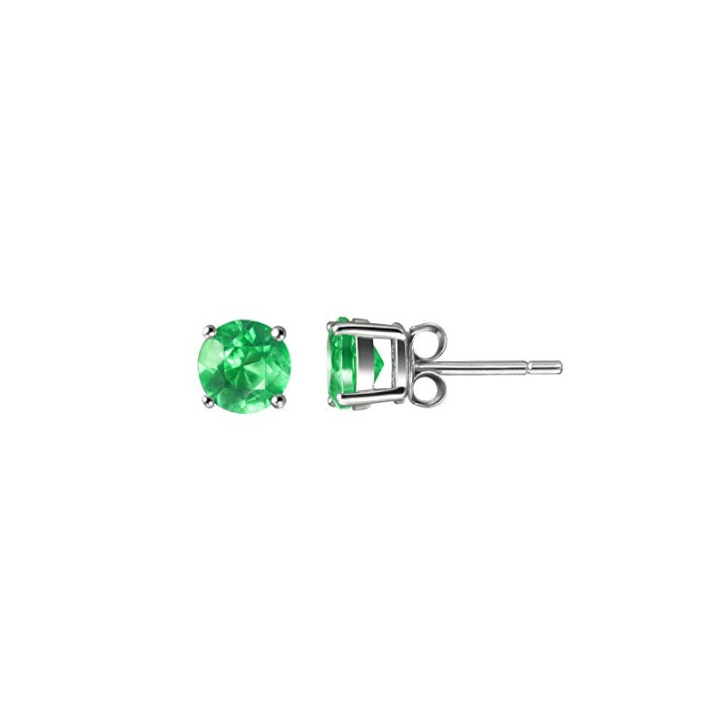 Franki Baker Genuine Round Facetted Emerald & Sterling Silver Stud