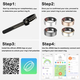 Loluka Smart Ring with Heart Rate Monitor Fitness Ring Fitness Tracker Step Tracker Sleep Monitor Health Tracking No Subscription Fee for Android iOS Silvery 12