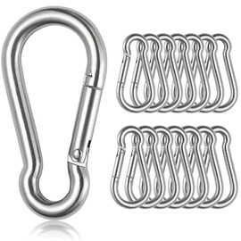 Czkonore 15-Piece Carabiner Set, 6 x 60 mm Small Carabiner Hooks, Maximum Load 180 kg, Carabiner Hook for Key Chain, Camping, Hammock, Dog Lead, Camping, Travel, Hiking