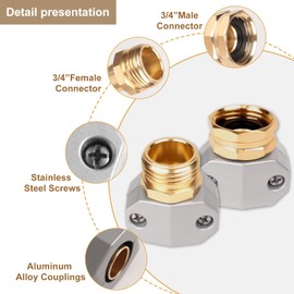 Hose repair kit,（3 Sets）garden hose repair Fittings Aluminum Female and Male With Zinc Clamp Water Hose End Repair Connector Fit 3/4 Inch And 5/8 Inch Garden Hose，garden hose repair kit