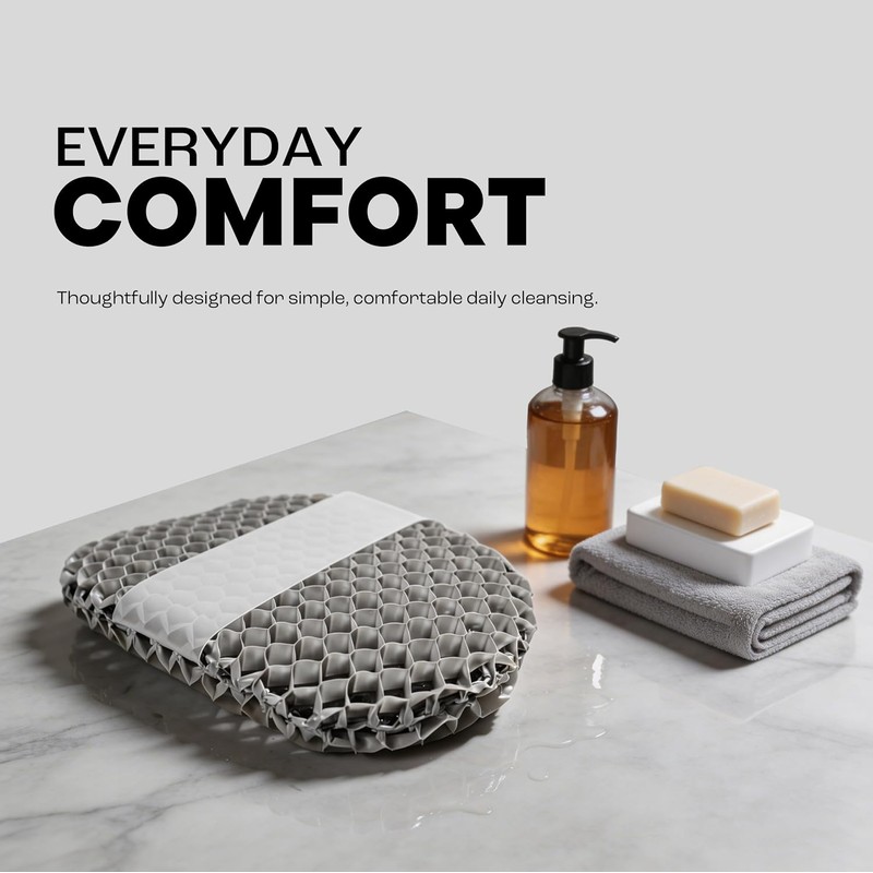 Guante Exfoliante Corporal Deportivo de Panal Gris para Baño y