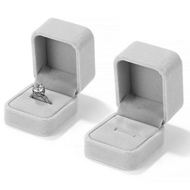 gogocow 2 Pack Velvet Wedding Ring Box, Square Jewellery Gift Boxes, Gngagement Ring Box for Ceremony Men and Women