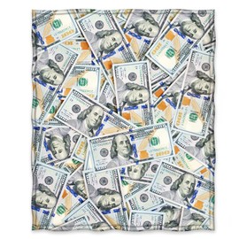 Jekeno Money Blanket 100 Dollar Bills Pattern Print Gifts for Women Kids Girls Men Birthday Halloween for Dad Mom Husband Wife Teens Wealth Bed Decor Throw Blankets 50"x60"