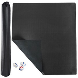 GUSTARIA Mahjong Mat, Mahjong Table Mat for Poker, Card, Board Games, Tile Game and Dominoes, Game Mat with Carrying Bag & Dice (Black, 35" L x 35" W)