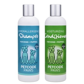 Petcode Paws Soothing Hypoallergenic Shampoo and Moisturizing Conditioner with Argan Oil Bath Set, 10.14 fl. oz.