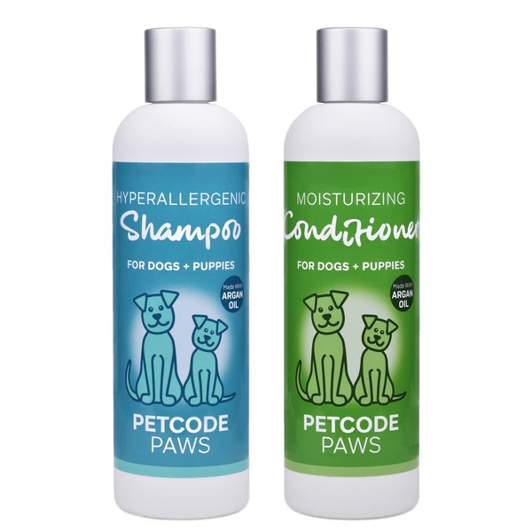 Petcode Paws Soothing Hypoallergenic Shampoo and Moisturizing Conditioner with Argan