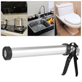 Caulking Gun, 1Pc Engineering Aluminum Tube Silicone Caulking Gun 600ml Caulk Tool with 10 Nozzles