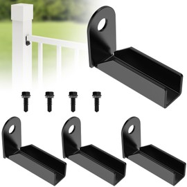 4 Pcs Fence Mounting Bracket for 1" x 1" Square Rails, Carbon Steel Fence Mounting Bracket, Fence Panel Internal Connector - Black