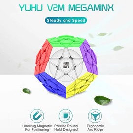 Megaminx Speed Cube, YJ YuHu V2 M Dodecahedron Cube Magnetic Stickerless Pentagon Magic Puzzle Cube 3D Brain Teaser Puzzle Cube Toys Educational Games Presents Speed Cube Enthusiasts