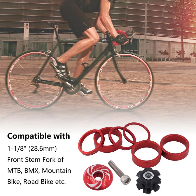Saipor 9PCS Bicycle Headset Spacer Kit with Stem Top Cap,