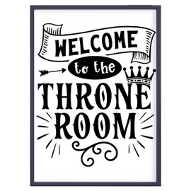 Super Lemon Set of 4 Framed Bathroom Wall Art Prints with Fun and Humorous Quotes – Available as a Set or Individually (Throne Room)