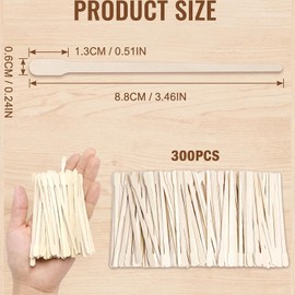 MNYXIS Pack of 300 Wooden Spatulas 88 x 6.5 mm, Mouth Spatulas Wood for Eyebrow Waxing & Hair Removal Face, Precise Wooden Sticks for Cosmetics & DIY Crafts