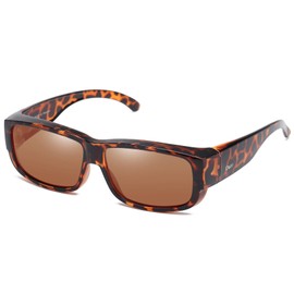 DUCO POLARISED OVERGLASSES Wraparound Fit Over Glasses for Myopia 8956 (Tortoise)