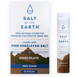 Salt of the Earth Premium Zero-Sugar Electrolyte - Made with Pink Himalayan Salt - Hydration Powder Packets | Premium Ingredients | Keto & Paleo Friendly | 12 Sticks, Chocolate