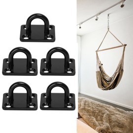 Tissting 5 Pcs 304 Stainless Steel U-shape Hook, Wall & Ceiling Mount, 35 lbs Capacity, Black, Heavy Duty, Rust Resistant