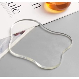 Acrylic Irregular Coasters,Abstract Transparent Acrylic Cup Coaster for Kitchen,Bar,Dining Table,Shooting Props (Clear, 1)