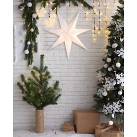 BRUBAKER 60 cm Paper Christmas Star for Hanging - LED Advent Star for Christmas Decoration and Windows - 3D Paper Star with Timer Function - Hanging Luminous Star - White