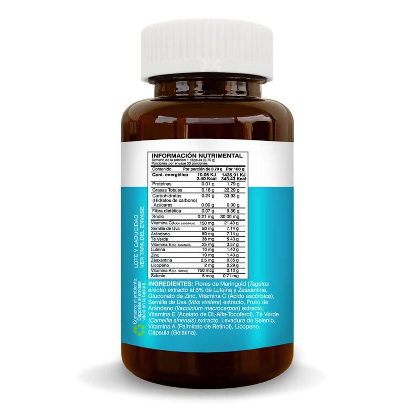 BIOSUPLE | Luteína con Zeaxantina, Arándano, Semilla de uva, Vitaminas