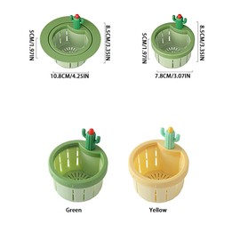SUIOPPYUW Cactus Sink Filter Screen for Kitchen No Blockage Easy Clean Bright Colors Garbage Filter Drain Basket ABS Easy to Clean, Green Type+2