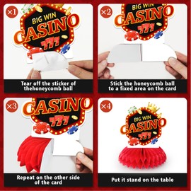 Casino Party Decorations, 9pcs Casino Poker Dice Honeycomb Centerpieces for Casino Night Decorations