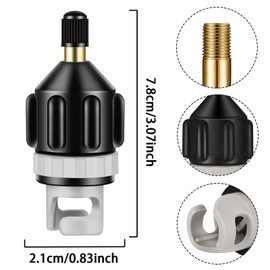 CHmiss Inflatable Boat Adapter Sup Pump, Compressor Dinghy Valve Adapter, Sup Pump Adapter Adapter, Sup Valve Adapter Inflatable for Kayak, Inflatable Boat, Swimming Ring (Black, 3.07 x 0.83 inches)