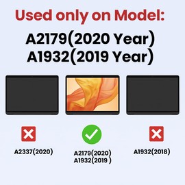 YUSE A2179 2020/A1932 2019 Screen Replacement 13.3“ for MacBook Air 13-inch Retina LCD (Model: EMC 3302 EMC 3184 MVFH2 MVFJ2 MWTJ2 MWH22) 2560x1600 A Full LED LCD Display Assembly (Space Gray)