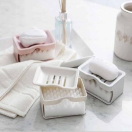 Soap case bathroom soap dish draining soap dish Drainable soap holder 1 Luxury soap holder-pink 2ea