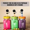 Whaline 6Pcs Black Smile Face Straw Covers 0.4 Inch Silicone