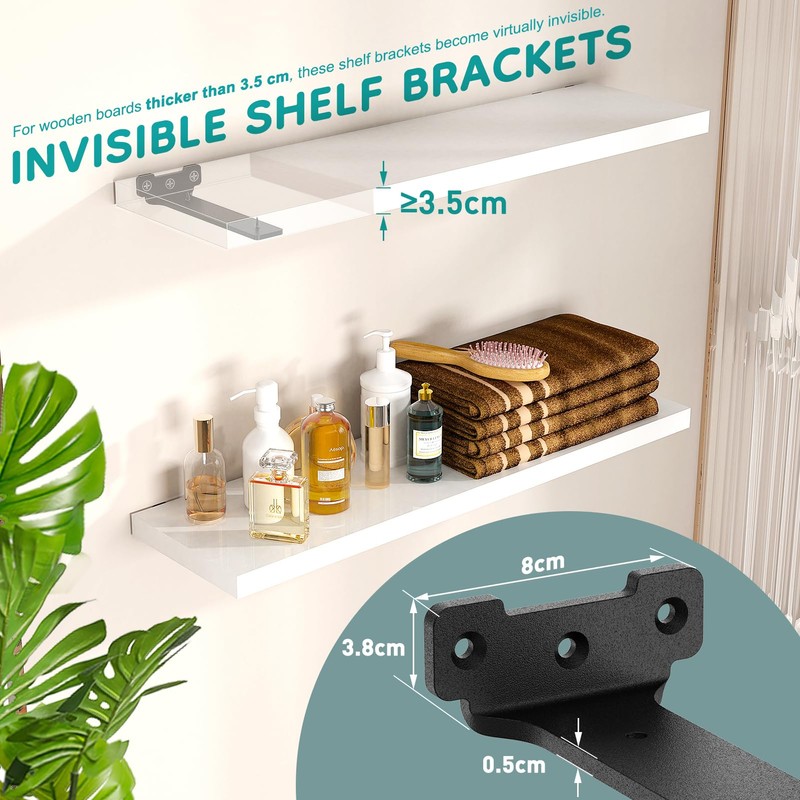 Yeabett Pack of 2 Shelf Brackets 10 cm Metal Shelf