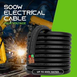 GearIT 12/4 12 AWG Portable Power Cable (25 Feet - 4 Conductor) SOOW 600V 12 Gauge Electric Wire for Motor Leads, Portable Lights, Battery Chargers, Stage Lights and Machinery -25ft Electrical Cord