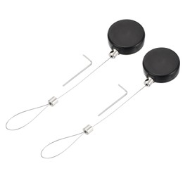 sourcing map 1.8 ft Retractable Cable Lock with Latch Remote Control Security Lock with Adjustable Cord Tether Anti Theft for Laptop, TV, 200g, Black, 2 Pack