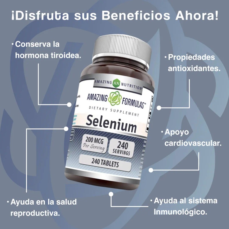 Selenio Selenium 200 Mcg 240 Tabletas Anticancerigeno Sabor Sin Sabor
