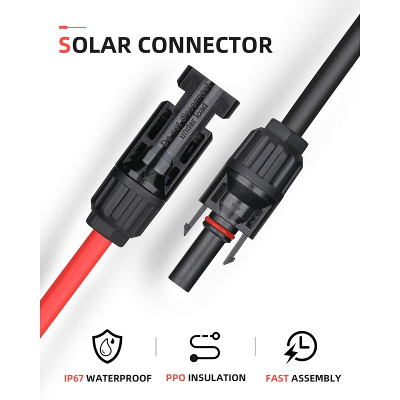 BougeRV 30 Feet 10AWG Solar Extension Cable with Female and