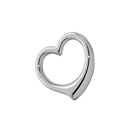 NKlaus 925 Sterling Silver Heart Pendant Necklaces Highly Polished Rhodium-Plated 12 x 11 mm 4766, Sterling Silver